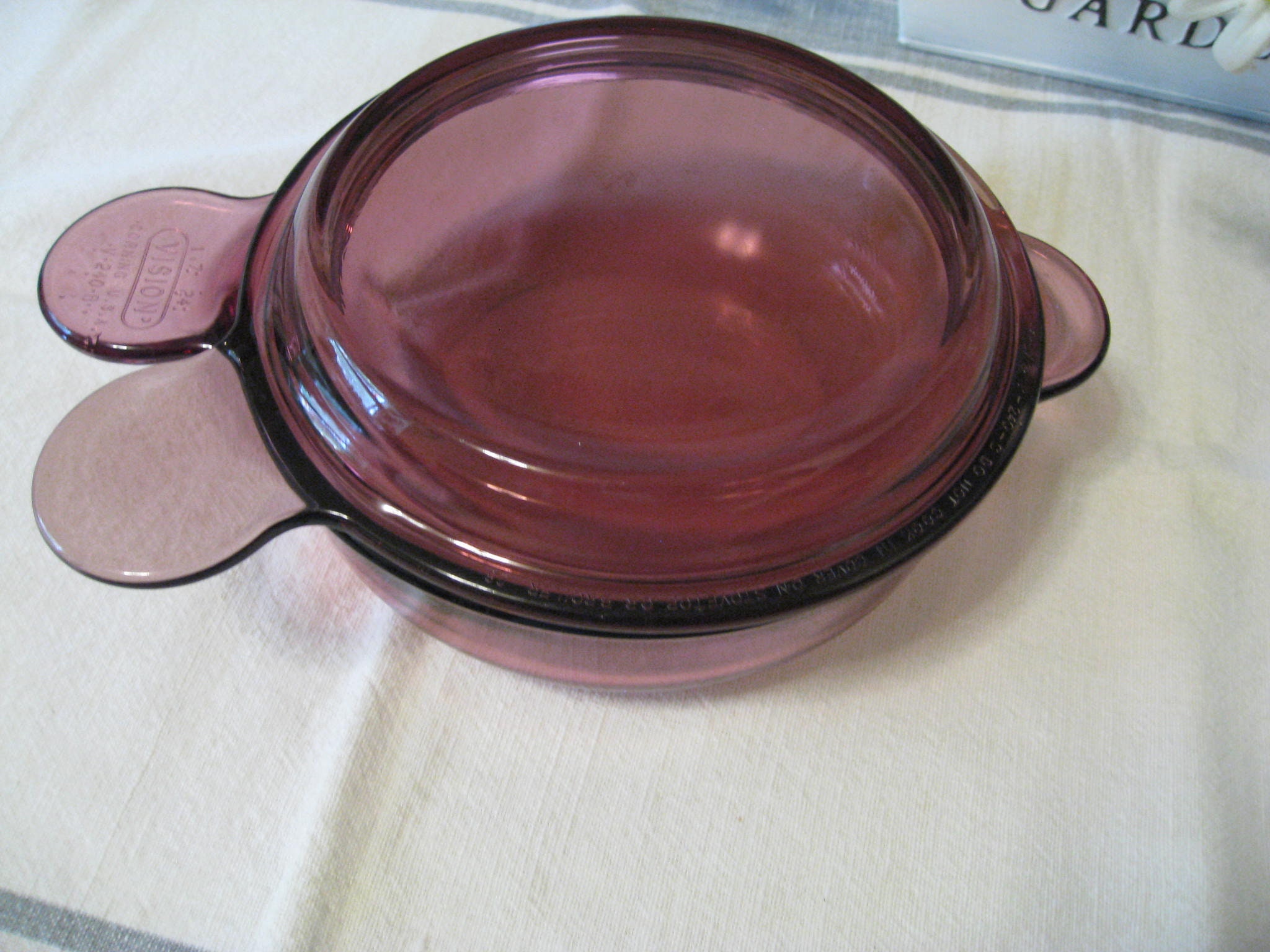 Vision Cranberry Casserole Corning Ware Bowl Dish With Lid, Ribbed Side and  Lip Edge-oven, Microwave, Range Top Vintage 