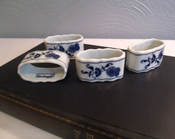 Vtg Blue Danube Napkin Rings Set of 4 Blue and White Japan Etsy