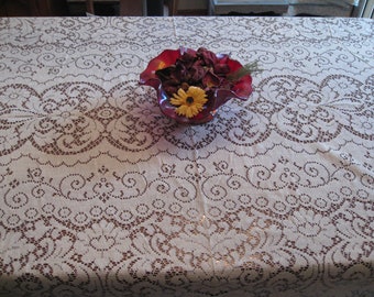 Lg Depression Quaker Lace Tablecloth, Lt Ivory, 100" x 58", Floral, Formal Dining, Wedding, Banquet Size