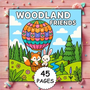Målarbok Skogsvänner: 45 avkopplande sidor (digital nedladdning i PDF/PNG)