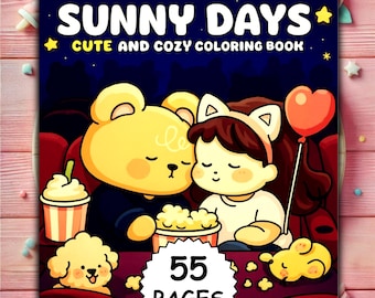 Sunny Days Bold and Easy Coloring Book for Adults - Cute Cozy Everyday Art, Coco Wyo Style PDF Printable + Procreate PNG Coloring Pages