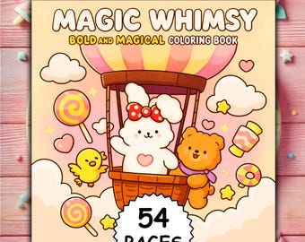 Kawaii Coloring Book: 54 Whimsical Pages, Bold & Easy (PDF + PNG)