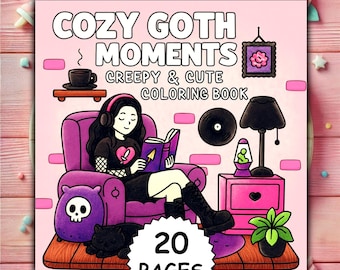 Cozy Goth Coloring Book: Cute, Bold, Easy Pages (PDF & PNG)