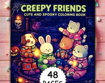 Creepy Friends – Bold and Easy Coloring Book, 48 Cute Spooky Friendship Pages, Cozy Kawaii Monsters, Relaxing Coloring, PDF + PNG