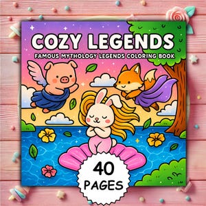 Gemütliche Legenden, Malbuch PDF PNG | 40 Seiten Fett und Leicht | Mythologie-Momente, Coco Wyo-Stil | Druckbare niedlichen Digital Download
