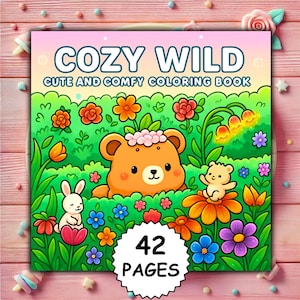 Gemütliches wildes Malbuch | Süß & Schlicht | Mutig und einfach | Coco Wyo-Stil | Digitaler Download PDF PNG | Druckbare Malvorlagen