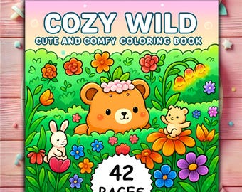 Cozy Wild Coloring Book | Cute & Simple | Bold and Easy | Coco Wyo Style | Digital Download PDF PNG | Printable Coloring Pages