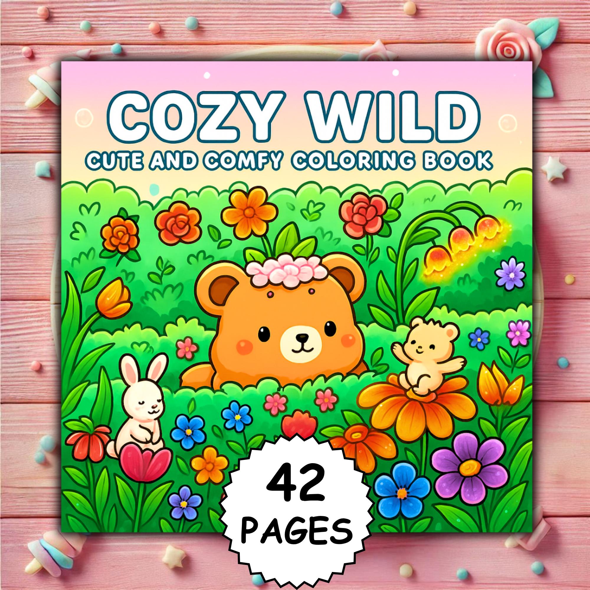 Cozy Wild Libro para Colorear – Tierno, Simple, Trazos Gruesos y Fácil de Imprimir | Inspirado en Coco Wyo | PDF y PNG Digital