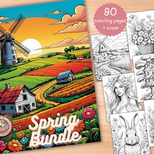 90 Spring Coloring Pages: Fantasy Floral Grayscale Designs (PDF Download)