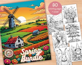 90 Spring Coloring Pages: Fantasy Floral Grayscale Designs (PDF Download)