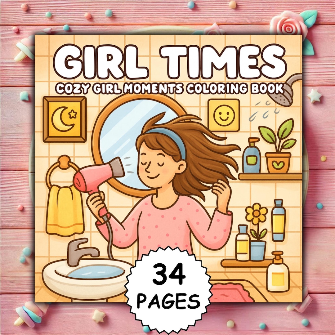 Cozy Girl Coloring Book, Coco Wyo Style, Daily Moments (PNG + PDF) - Etsy