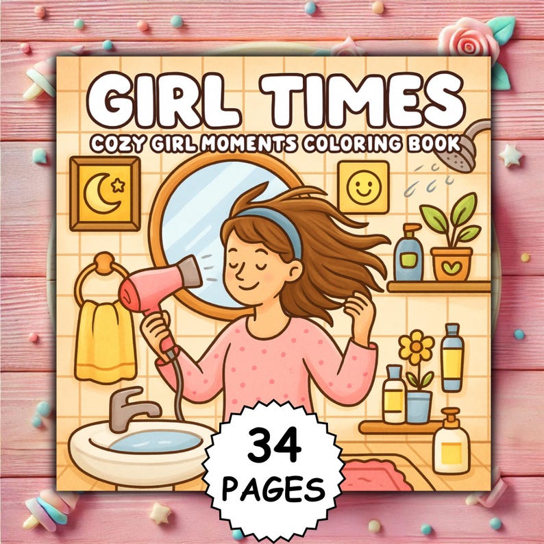 Cozy Girl Coloring Book, Coco Wyo Style, Daily Moments (PNG + PDF) - Etsy