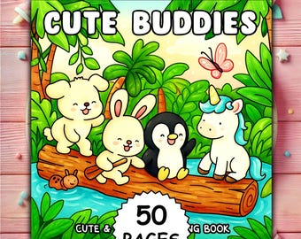 Cute Animal Friends Coloring Book for Adults – Cozy Style Art (PDF Printable)