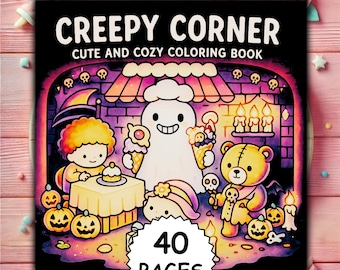 Cute Spooky Coloring Book: Cozy Halloween Designs, PDF + PNG
