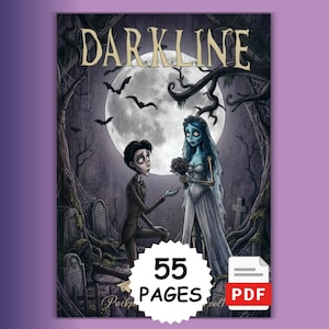 Livre de coloriage mystère par numéros Darkline, à colorier selon des numéros d'horreur sombre, à imprimer et utiliser sur tablette, PDF effrayant