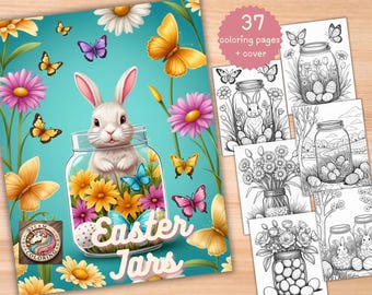 Easter Jars Coloring Book: 37 Floral Fantasy Pages (Digital Download)