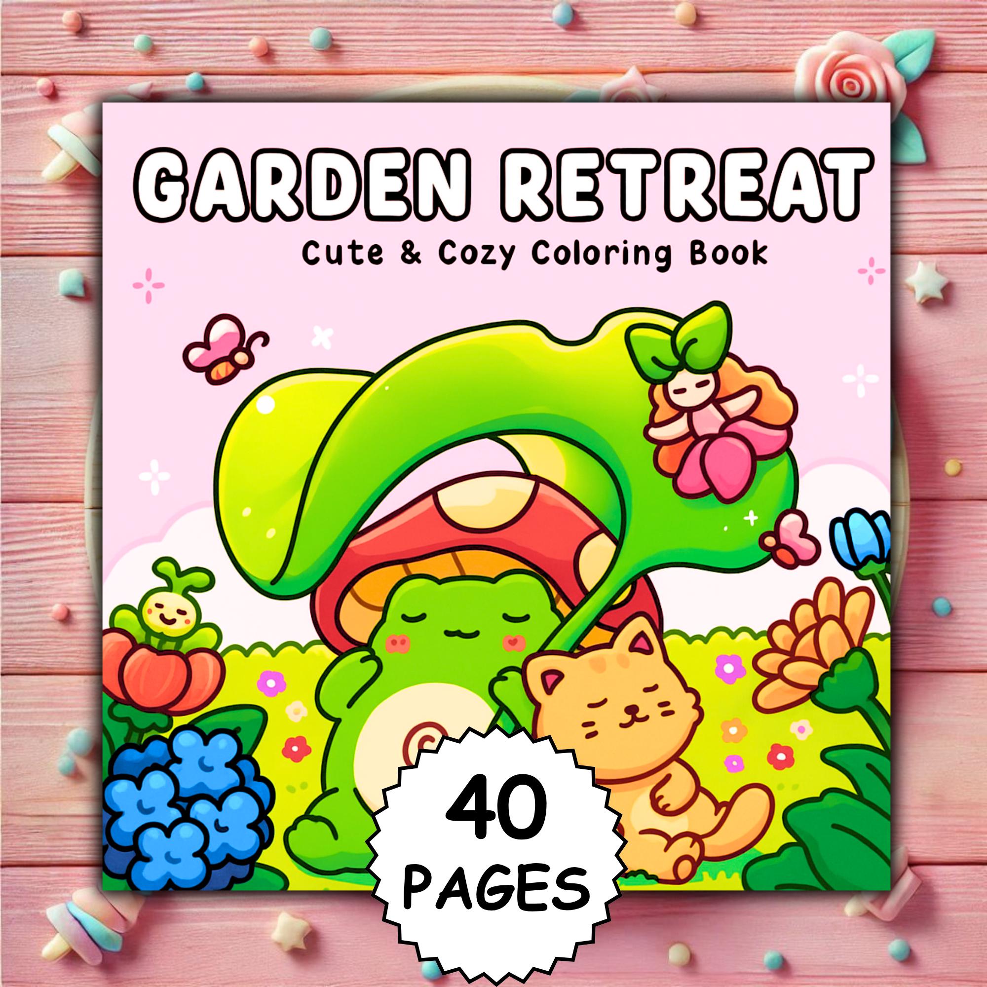Garden Retreat Bold & Easy Coloring Book | 50 Relaxing Pages + Free Cover | PDF & PNG Digital Download | Cozy Coco Wyo Style (8.5x8.5) - Image 1