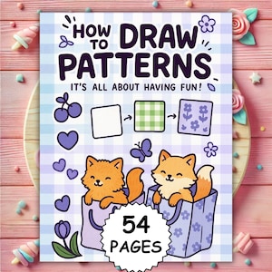 Malbuch Muster zeichnen: 54 einfache, ins Auge fallende Seiten, digitaler Download, druckbare PDF-Datei, lustige entspannende Line Art Designs