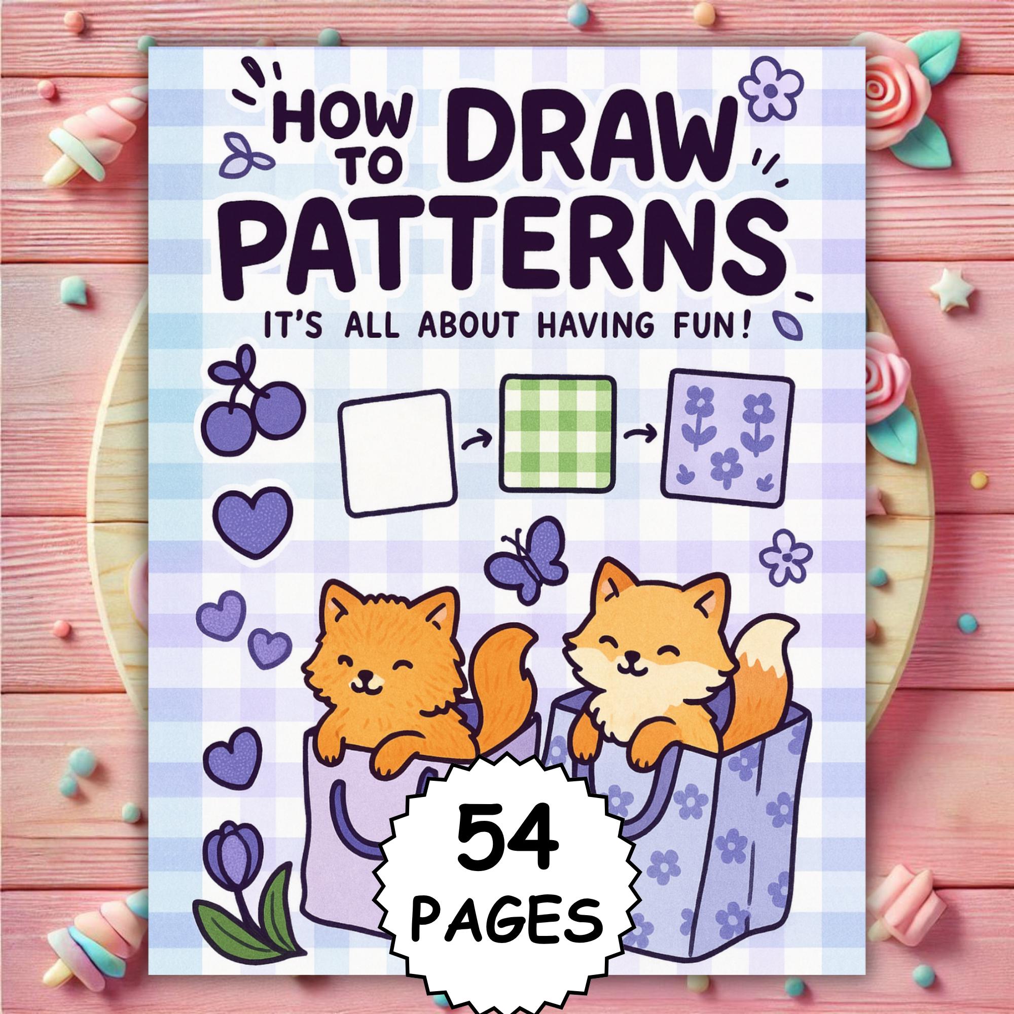 How to Draw Patterns Libro para colorear (54 páginas) – PDF y PNG imprimibles, arte lineal fácil, descarga digital relajante para adultos y niños