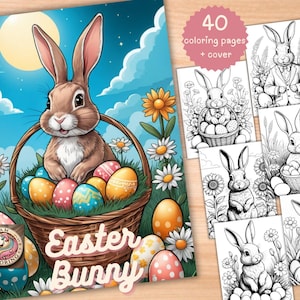 Easter Bunny Coloring Book: 40 Fantasy Spring Pages (PDF Download)