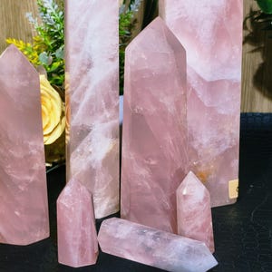 Natural Rose Quartz Tower Pink Crystal Points for Love Healing Raw Quartz Crystal Tower Heart Chakra Stone Meditation Crystal Decor Gifts