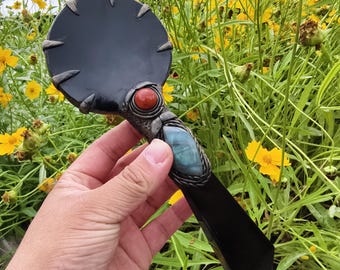 Handmade Obsidian Scrying Mirror Obelisk Wand Tool, Witchy Altar Tool, Spiritual Gift for Divination Meditation