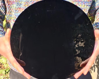 Black Obsidian Scrying Mirror | Altar Divination Tool, Witchcraft Decor