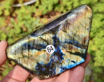 Blue And Gold Flash Labradorite Specimen: Polished Crystal Healing Decor #84
