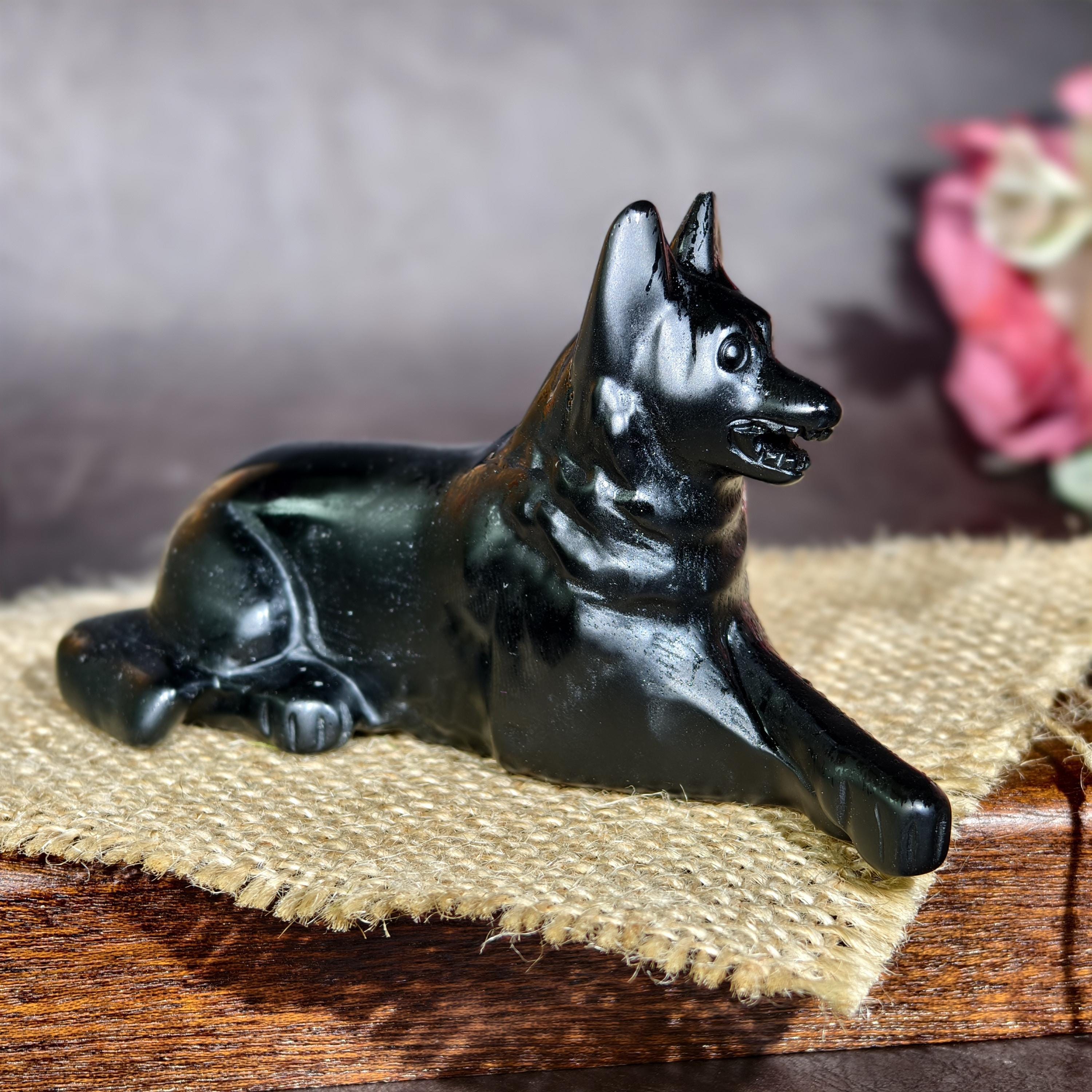 ブラックオブシディアン 犬 わんこ Obsidian Black Dog Figurine - Etsy