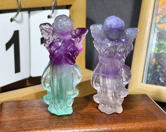 Fluorite Fairy Figurines: Crystal Goddess Sculpture, Crystal Decor