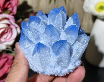 Natural Quartz Crystal Rainbow Titanium Cluster VUG Mineral Specimen Healing DIY - Foto 9