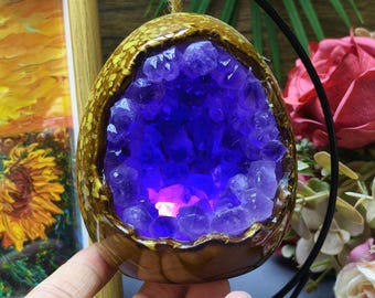 Amethyst Geode Crystal Lamp, Metaphysical Night Light, Desk Decor