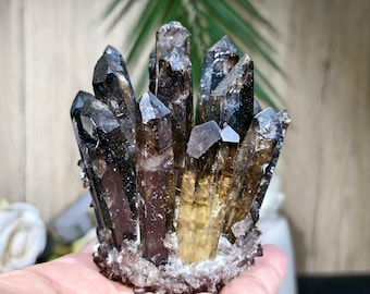 Smoky Quartz Crystal Cluster: Natural Mineral Specimen, Home Decor
