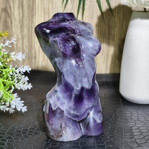 4.7&quot; Natural Amethyst Female Body Sculpture, Handcrafted Crystal Torso Figurine, Amethyst Goddess Carving, Healing Crystal Meditation Decor
