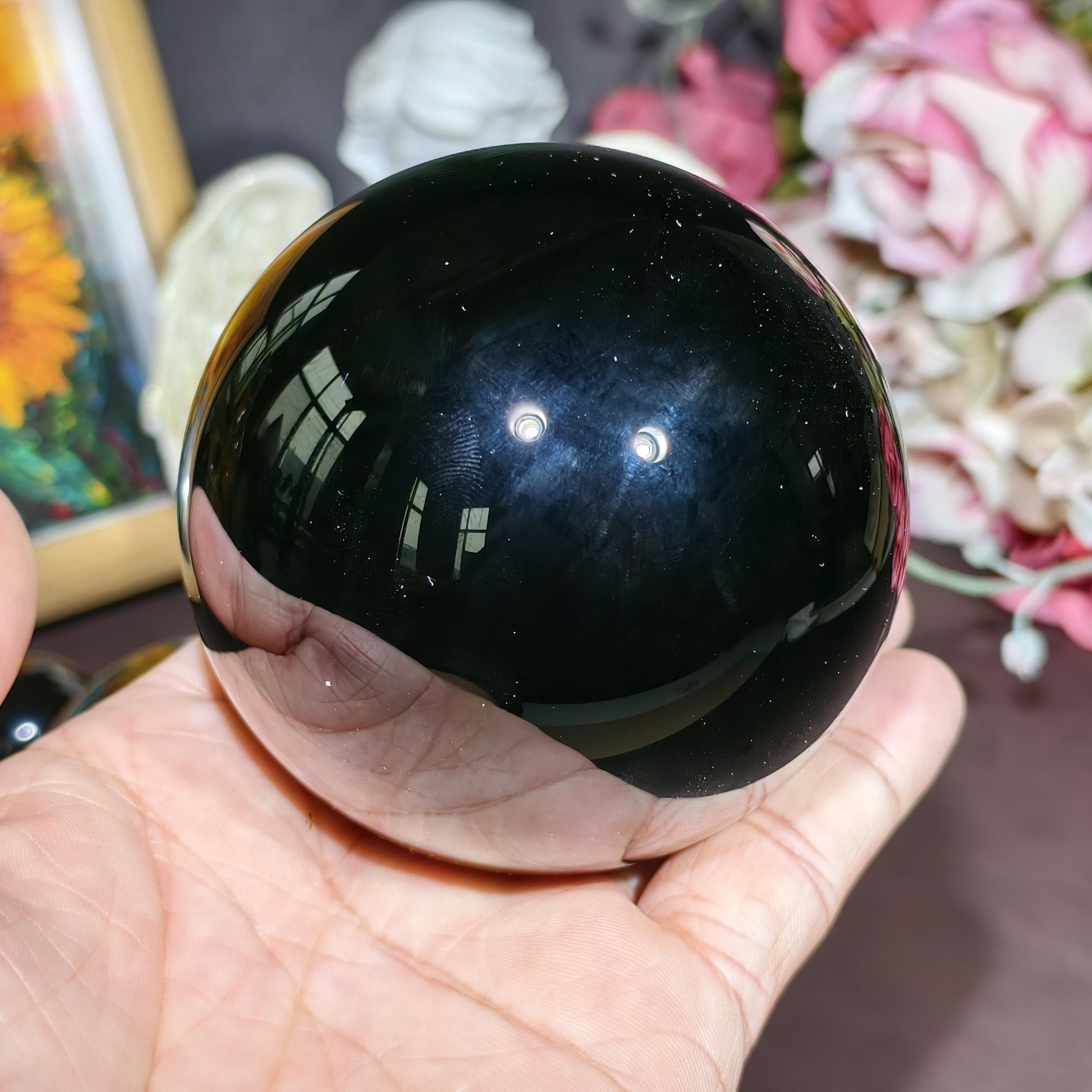 Perles En Obsidienne Forées - Sphères 10mm - Lot D'Environ 38-40 Pièces