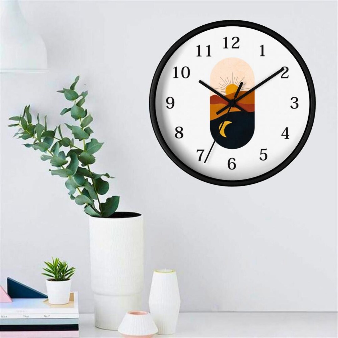 Moon and Sun Wall Clock - Wall Decor- Wall Decor Clock- White Clock ...