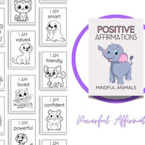 Powerful Affirmations Mindful Animals Kids Coloring Book | Positive Thinking & Mindfulness Activities for Children