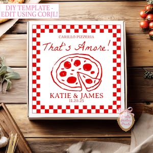 That&#39;s Amore Wedding Pizza Box Label Template Sticker Template Custom Pizza Box Editable Template DIY Template Personalized Pizza Box PZ1