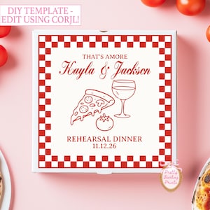 Pizza Box Template For Rehearsal Dinner Pizza Box Label Template Sticker Template Custom Pizza Box Editable Template DIY Personalized PZ6