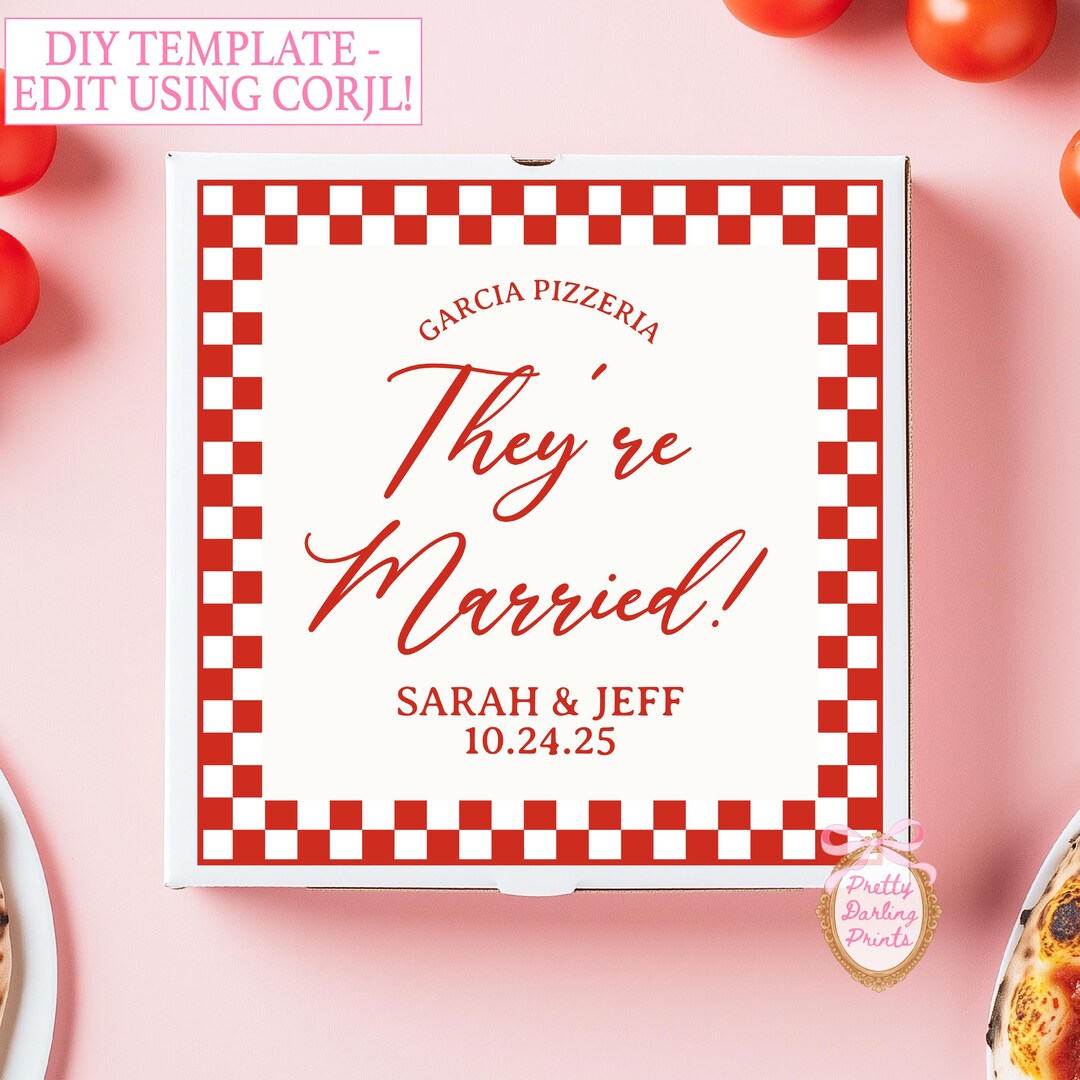 Customizable Pizza Box Label Wedding Pizza Box Label Template Sticker That's Amore Template Custom ...