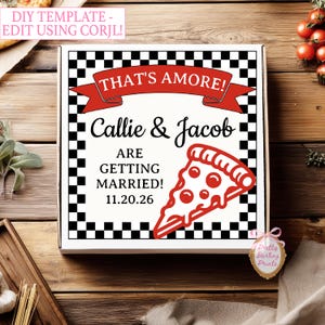 That&#39;s Amore Wedding Pizza Box Label Template Sticker Template Custom Pizza Box Editable Template DIY Template Personalized Pizza Box PZ2