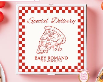 Pregnancy Announcement Pizza Box Label Template Sticker Template Custom Pizza Box Editable Template DIY Template Personalized Pizza Box PZ3
