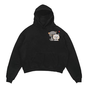 Loving Cats Embroidery Hoodie, Cat Lover Gift, Cozy Unisex Fleece Pullover, Kawaii Cat Design, Embroidered Sweatshirt for Cat Enthusiasts