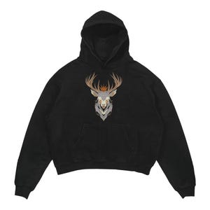 Crowned Deer Embroidered Unisex Hoodie, Personalized Hoodie, Embroidered Hoodie Gift, Custom Embroidery, Custom Gift