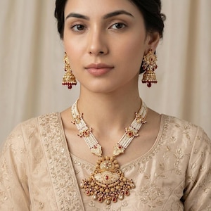 Rani Haar Long Necklace Set, Gold Plated Bridal Necklace Set, Indian Long Necklace, Muslim Long Necklace Set, Wedding Party Wear