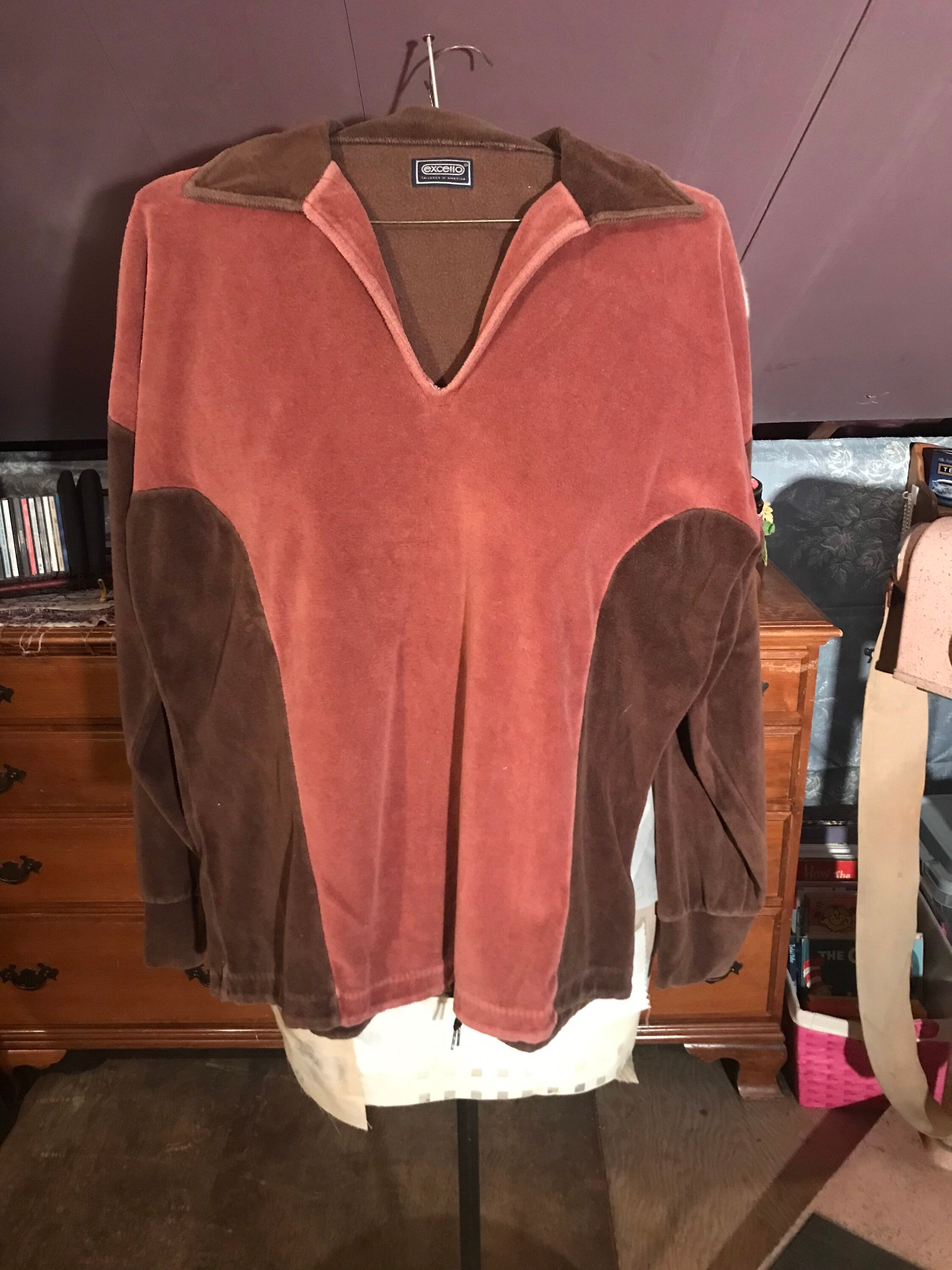 Vintage Brown Velour Shirt | Etsy