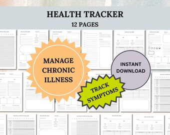 Daily Health and Wellness Planner Pages Chronic Illness Symptom Tracker Pain Fatigue Management Water Log Medical Inserts Instant Download