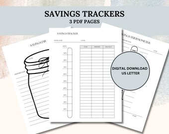Savings Tracker Financial Journal Planner Template Pages US Letter Instant Downloadable PDF Sinking Funds Log Money Challenge Budget Binder