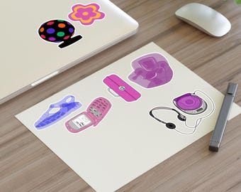 90er Jahre Sticker Set | Weiß, Klar & Holographische Vinyl Aufkleber Nostalgische Dekoration, Perfekt für Scrapbooking, Journaling, Geschenkidee, Laptops