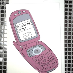 Do wydrukowania „Sprawiasz, że moje serce się odwraca” – telefon z klapką, cyfrowa kartka walentynkowa lub rocznicowa | Unhinged autorstwa Meg